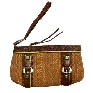 Francesco biasia brown wicker wristlet